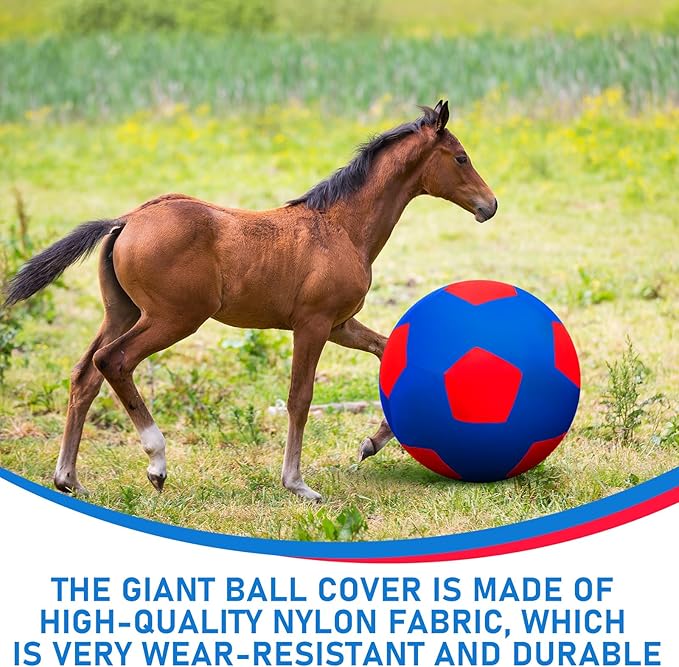 40inch Giant Herding Ball with Ball Cover Anti Burst Please Watch VCR for How to Inflation Horse Toys for Horses Stall Entertainment Play, Pump Included(Blue,Stylish)
