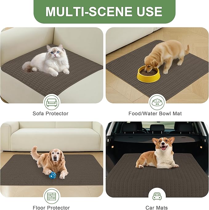 Washable Pee Pads for Dogs, Reusable Puppy Pads Dog Pads, Non-Slip Dog Pee Pads, Leak-Proof Pet Pee Pads Wee Wee Pads for Dogs. (Coffee, 18"x24"(Pack of 2))