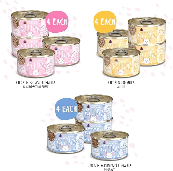 Weruva Kitten, Fur Baby Favorites Variety Pack, 3oz Can (Pack of 12)