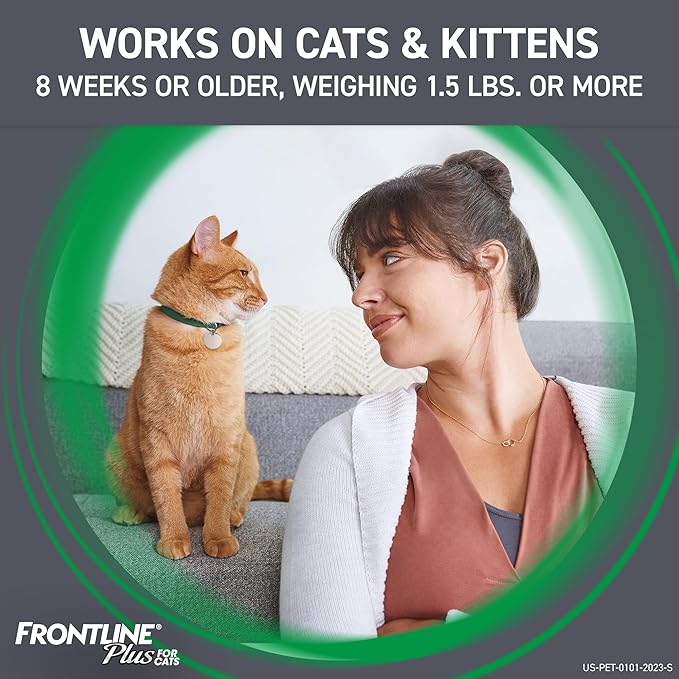 FRONTLINE Plus Flea and Tick Treatment for Cats Over 1.5 lbs. 8 Treatments