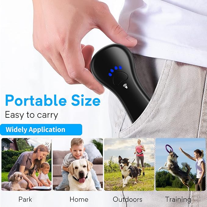 New Anti Barking Device, Dog Barking Control Devices,Rechargeable Ultrasonic Dog Bark Deterrent up to 16.4 Ft Effective Control Range Safe for Human & Dogs Portable Indoor & Outdoor(Black)