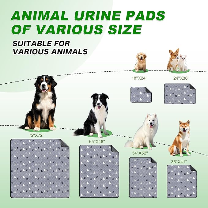 Washable Pee Pads, Puppy Pee Pad for Dogs, 2 Pack Absorbent Reusable Training Dog Pads Pet Puppy Pads, Non-Slip Potty Pads for Whelping, Playpen, Crate, Bed, Grey 18"x24"