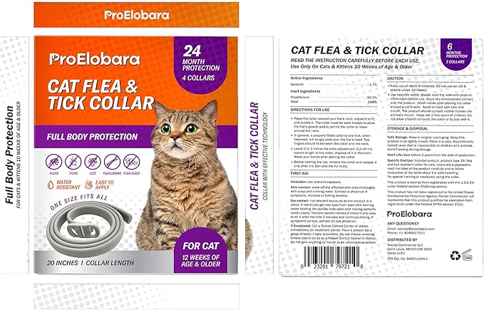 Flea and Tick Prevention Collars for Cats: Effective Pet Flea & Tick Treatment for Cats - Waterproof Adjustable Flea Tick Collars for Large & Small Cat, Outdoor Fleas Ticks Control for Kittens 4 Pack