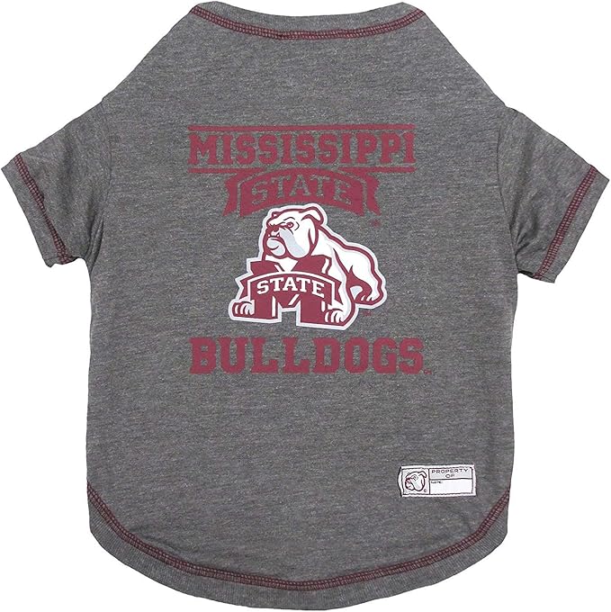Pets First Collegiate MISSISSIPPI STATE BULLDDOGS Dog T-Shirt, Large. - Licensed Shirt for Pets Team Colored with Team Logos.- Premium Stretchable Materials for the Comfrot of your Dog & Cat.