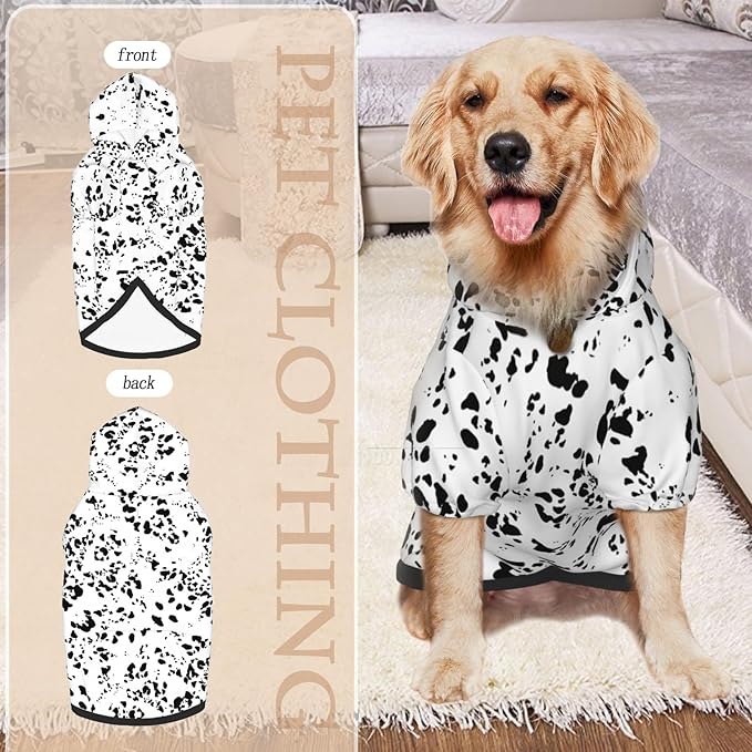 Dalmatian Dog Hoodie, Cute Dalmatian Print Winter Costume with Pocket for Medium Large Dogs