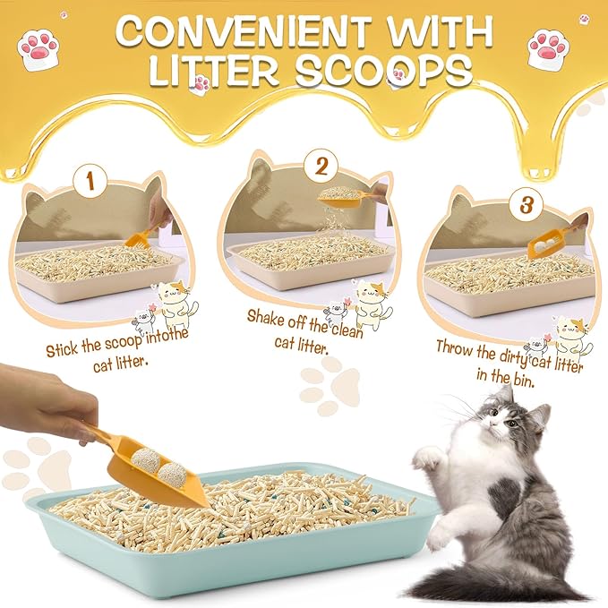 6 Pcs Kitten Small Litter Box Set, Color Plastic Kitten Litter Pan with 6 Scooper Cat Litter Box Cat Litter Box Travel Toilet for Small Pet Kitty Bunny Guinea Pig
