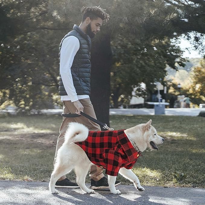 Plaid Buffalo Dog Outfit - Soft Casual Clothes for Small to Large Dogs & Cats - Red, XL - Halloween, Thanksgiving, Christmas Costume