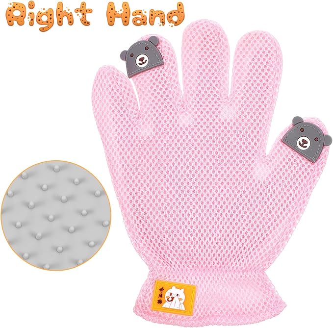2 in 1 Pet Grooming Glove for Cats & Dogs, Efficient Deshedding Brush Pet Long Short Fur Removal Glove, Gentle Massaging Puppy Kitten Bathing Grooming Brush Tool, Easy Clean Floating Hair Mitt