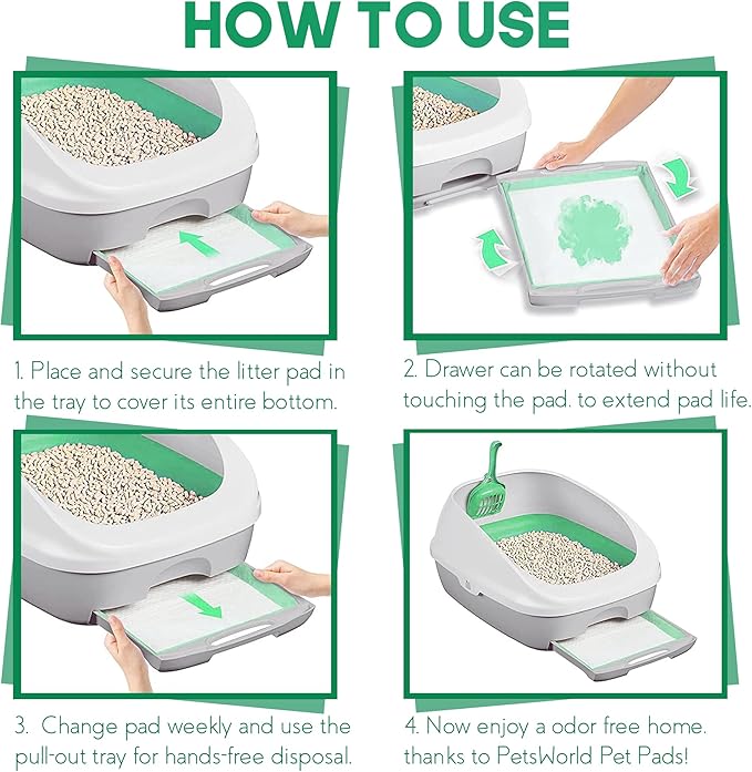 PETSWORLD Multi Cat Pad Refills for Cats Breeze Litter System, Ultra-Absorbent, Quick Dry - (1200 Count, Unscented)