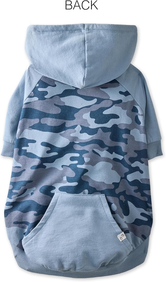 Rocky – The Orginal Lightweight Hooded TEE 100% Organic Cotton Dog Hoodie Pet Coat Sweater for Small, Medium, Large Dogs, Navy Half Camo, Large