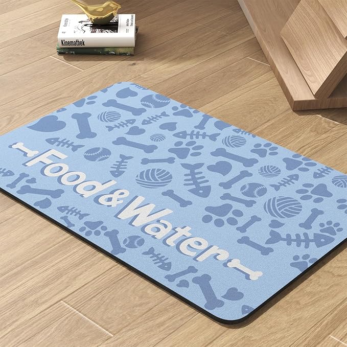 Pet Feeding Mat-Absorbent Dog Mat for Food and Water Bowl-No Stains Quick Dry Water Dispenser Mat-Dog Accessories Pet Supplies-Bowl for Messy Drinkers(Bone,23"x34"