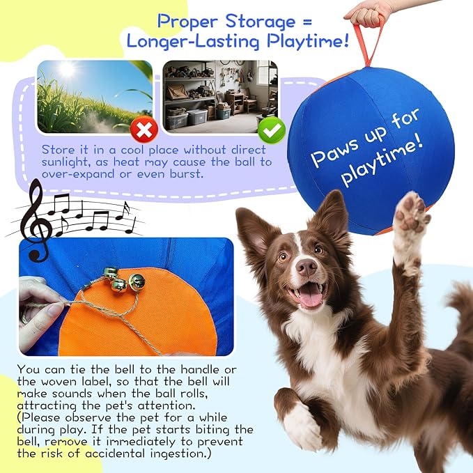 25" Herding Ball for Dogs – Durable Horse Ball Style Dog Toy with Cover – Dog Herding Toy for Outdoor Play, Training & Exercise – Great for Australian Shepherds & Large Breeds