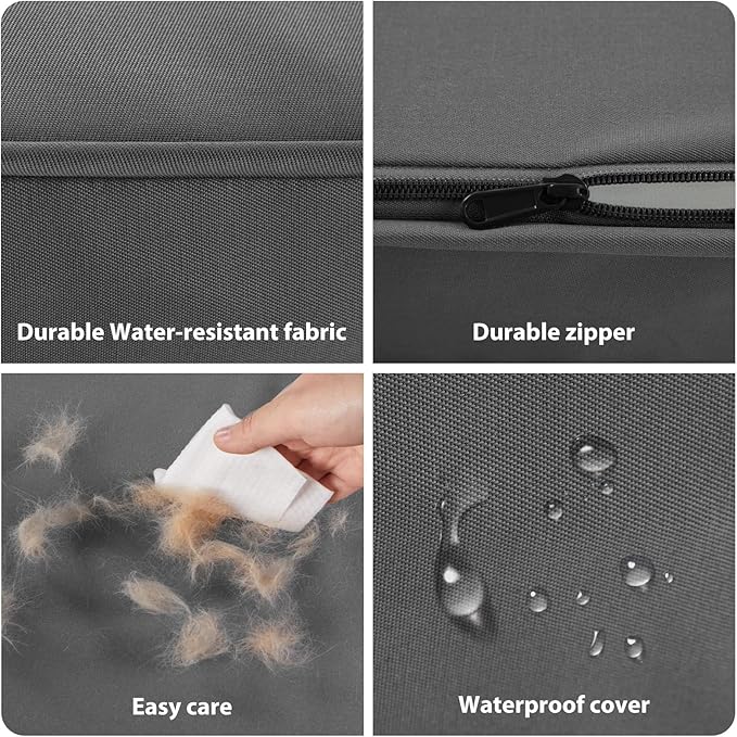 BFPETHOME Outdoor Dog Bed for Large Dogs, Waterproof, Orthopedic with Removable Washable Cover, Egg Crate Foam Mat (42 x 30 In, Dark Grey)