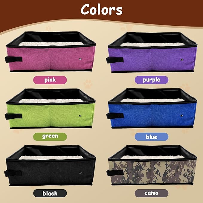 Portable Litter Box for Cats, Folding Cat Travel Litter Box Waterproof, (16 * 12 * 4) inches, Traveling Supplies for Pet
