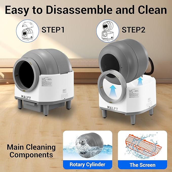 Self Cleaning Litter Box, 90 L Automatic Cat Litter Box for Multiple Cats with Safety Protection/App Control/Mat/1 Roll Garbage Bags