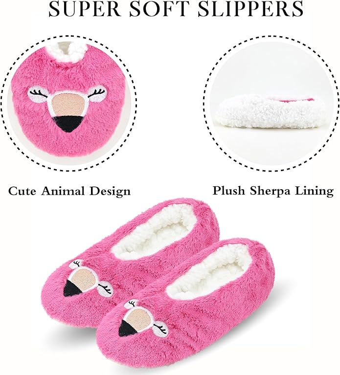 Keyela Slipper Socks for Women Grippers- House Slippers for Women Indoor- Fuzzy Cute Animal Women's/Ladies Slippers