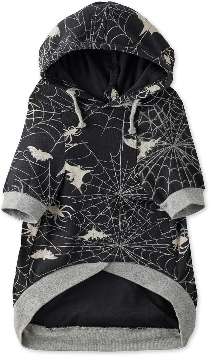 Rocky – The Orginal Lightweight Hooded TEE 100% Organic Cotton Dog Hoodie Pet Coat Sweater for Small, Medium, Large Dogs, Batty Black, Medium