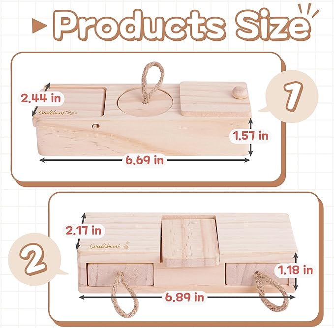 SoulThinkĀ® Interactive Wooden Pet Rabbit Toys - Sniff n' Snack Bunny Chew Toys for Rabbit Treats, Suited as Guinea Pig Toys, Hamster Toys for Boredom, Bunny Toys for Rabbits Keep Busy (2 Sets)