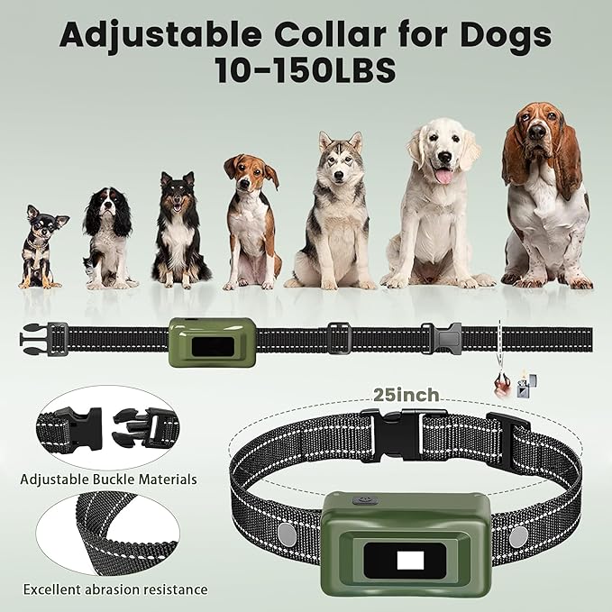 Shock Collar for Dogs - 4265ft Waterproof Training Collar with Flashing Light for Small Medium Large Dogs with Rechargeable Remote, Beep (1-8), Vibration(1-16), Safe Shock(1-99) (Green)