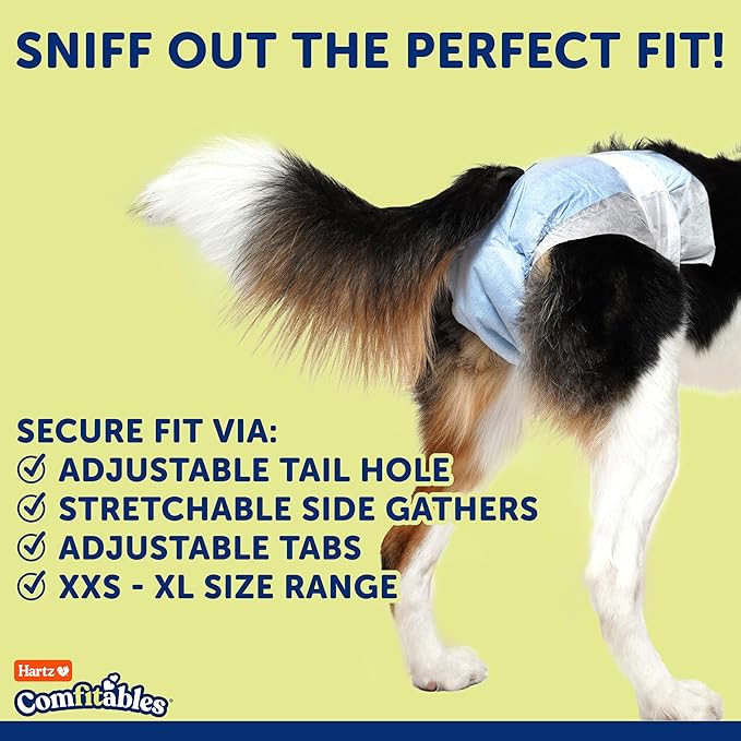New! Hartz® Comfitables® Disposable Dog Diapers, Size Large 12 Count, Comfortable & Secure Fit, Easy to Put On, Super Absorbent Male and Female Diaper
