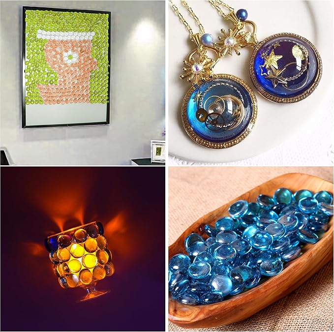 Glass Marbles, 0.97 LB Transparent and Smooth Flat Glass Beads for Vases, Mosaic Gem Pebbles for Aquarium Decor, Floral Arrangements, Mancala Stones, Vase Filler and Crafts, Pink