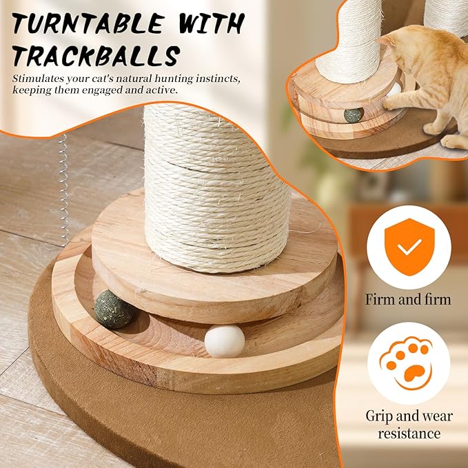 Wood Cat Tree Tower with Scratching Posts β Handmade Cat Condo for Indoor Cats β Cat Scratcher & Resting Platform β Stable & Stylish Cat Furniture