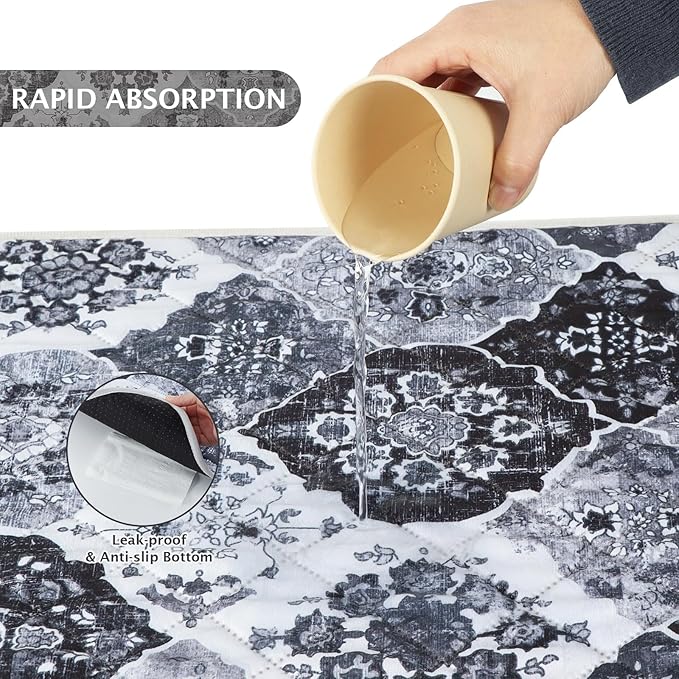 IEUUMLER Washable Pee Pads for Dogs, 2 Pack Reusable Pee Pads for Dogs Non-Slip Grip, Super Absorbent Waterproof Puppy Pads for Potty Training, Playpen, Crate, Whelping Box EU011 Black Grey, 30x20
