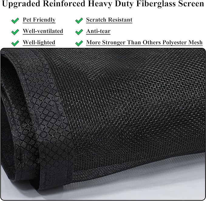 Magnetic Screen Door Upgraded-Model Full Strip Magnets,Fiberglass Heavy Duty Mesh Screen Doors Magnets,Retractable Door Screen Magnetic Closure for Single Front Patio Fit Doors to 32x80