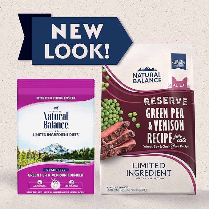 Natural Balance Limited Ingredient Reserve Grain Free Dry Cat Food, Green Pea & Venison Recipe, 8 Pounds