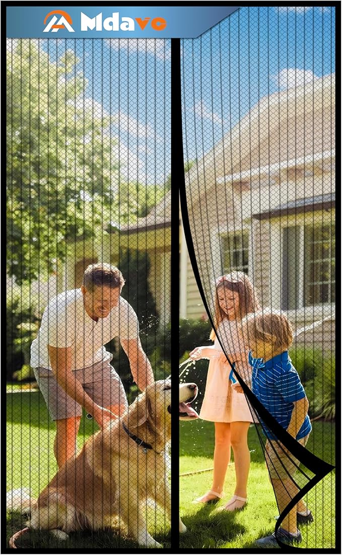 Magnetic Screen Door,Screen Door Mesh,Keep Bugs Out, Heavy-Duty Mesh Curtain,Pet and Kid Friendly, Works with Front Doors, Sliding Doors(34 x 82 Inch Black