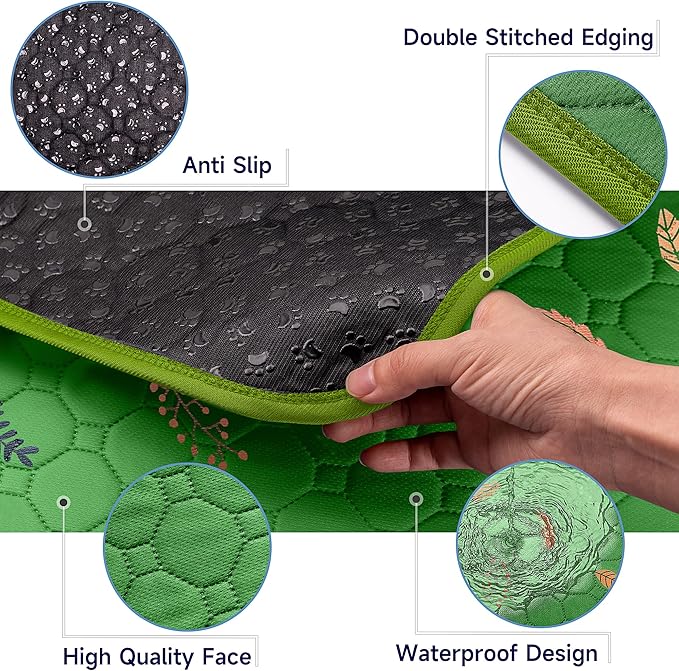Sunheir Washable Pee Pads for Dogs 72"x72", Extra Large Reusable Puppy Pads Pet Training Pads for Dog Playpen, Waterproof Pee Pads for Puppy Playpen, Whelping Pad, Dog Playpen Indoor - Green