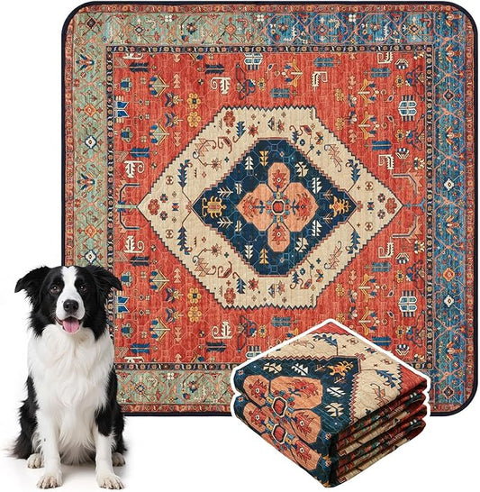 HAOCOO Washable Pee Pads for Dogs, Super Absorbent Reusable Puppy Training Pads, (2 Pack) 2Ft x 2Ft Dark Red Waterproof Leak-Proof and Non-Slip Whelping Pads Potty Pads for Pet Housebreaking