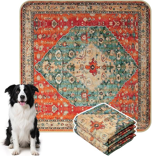 HAOCOO Washable Pee Pads for Dogs, Super Absorbent Reusable Puppy Training Pads, (2 Pack) 2Ft x 2Ft Red Waterproof Leak-Proof and Non-Slip Whelping Pads Potty Pads for Pet Housebreaking