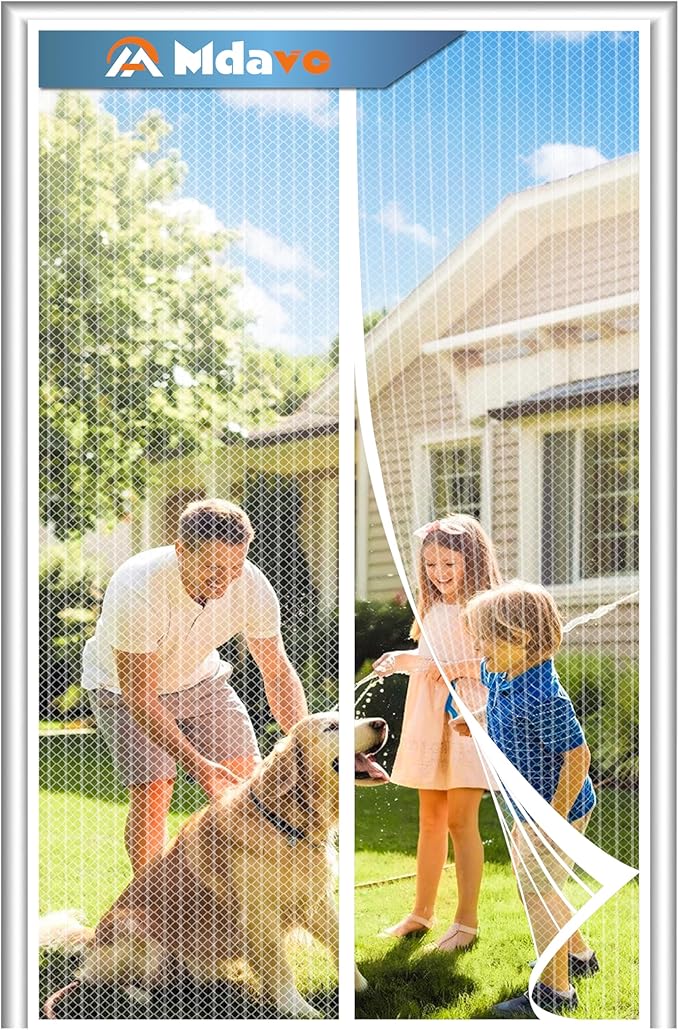 Magnetic Screen Door, Keep Bugs Out, Pet & Kid Friendly,Works with Front Doors, Sliding Doors,Fit Door Size 36 x 78 Inches White