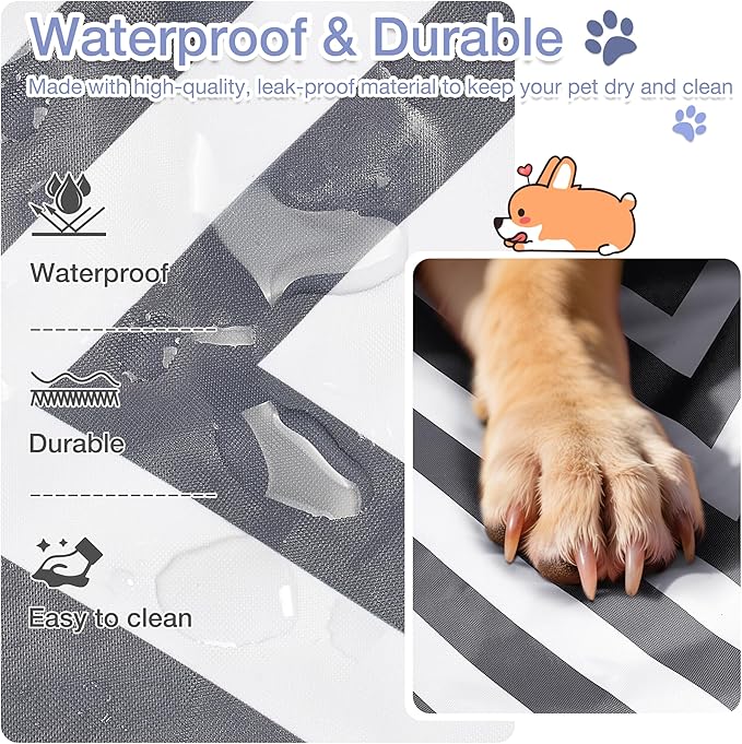 Kritter Planet Waterproof Foldable Dog Bed Pad for Camping & Travel, Portable Roll-Up Dog Bed Car Seat Pet Cushion Mat with Handles for Medium & Large Dogs, Indoor & Outdoor Use