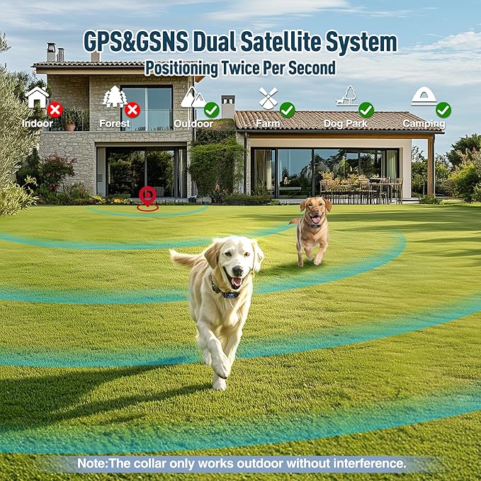 GPS Wireless Dog Fence, 33-9999 Yards Electric Fence for Dogs Perimeter Dog Collar with 3 Warning Modes, Rechargeable Pet Containment System Wireless Fence for Outdoor Use