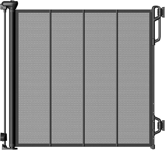 Reinforced Retractable Baby Gate or Mesh Dog Gate,Easy to Use for Stairs, Doorways, Hallways, Indoor, Outdoor, Wide Pet Gate 33.5" Tall, Extends to 55" Wide,Black