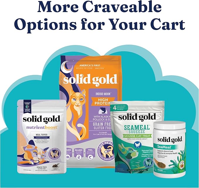 Solid Gold Wet Cat Food Shreds in Gravy - Canned Cat Food Made w/Real Tuna - Five Oceans Grain Free - 16ct/3oz Can