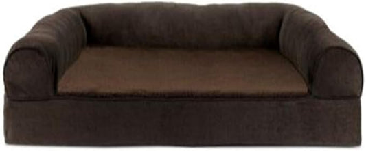 Furhaven Orthopedic Dog Bed for Large Dogs w/ Removable Bolsters & Washable Cover, For Dogs Up to 95 lbs - Plush & Suede Sofa - Espresso, Jumbo/XL