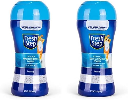 Fresh Step Litter Box Charcoal Odor Eliminating Powder, 15 Ounces Sifting/Pour Cap Unscented | Cat Litter Box Deodorizer Powder | Combats Cat Odors and Neutralizes Smells to Keep Your Home Clean