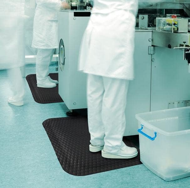 American Floor Mats Hog Heaven 5/8 inch Black & Yellow Border 3' x 10' Nitrile Backed Anti-Fatigue Comfort Mat