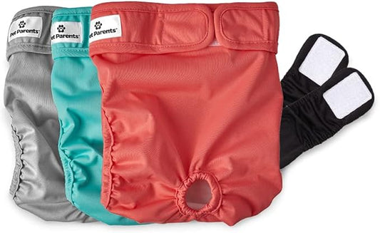 Pet Parents® Washable Dog Diapers (3pack) + Extendrs® of Durable Doggie Diapers, Premium Dog Diapers Female (Small, Southern Belle)