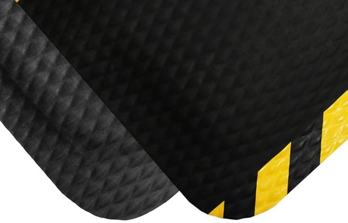 American Floor Mats Hog Heaven 5/8 inch Black & Yellow Border 3' x 4' Nitrile Backed Anti-Fatigue Comfort Mat