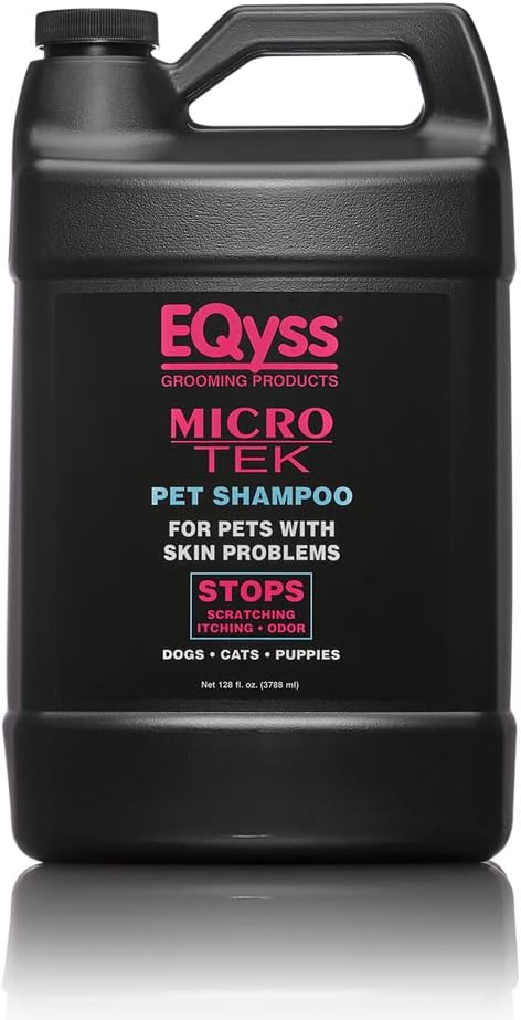 EQyss Micro-Tek Pet Shampoo - Soothes Dry Irritated Skin on Contact, Stops Itching, Scratching, Biting, Licking Hot Spots - for Cats & Dogs (128 oz)