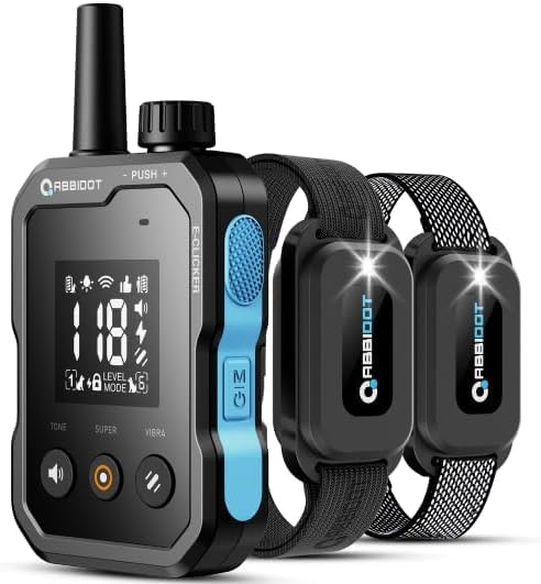 ABBIDOT Dog Shock Collar (5-120 lbs) - 4500 FT Dog Training Collar with Remote, IPX7 Waterproof with 6 Training Modes, Beep, Vibration, Safe Shock, Enhanced Night Light, Rechargeable Electric Collar