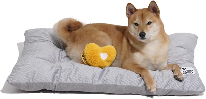 FUNNY FUZZY Dog Bed Crate Pad Mat, Washable Reversible Pet Floor Mats,Fluffy Kennel Pad for Large Sized Dog,Indoor Cats,Sleeping Mattress, 35.4" × 22.8", Light Grey