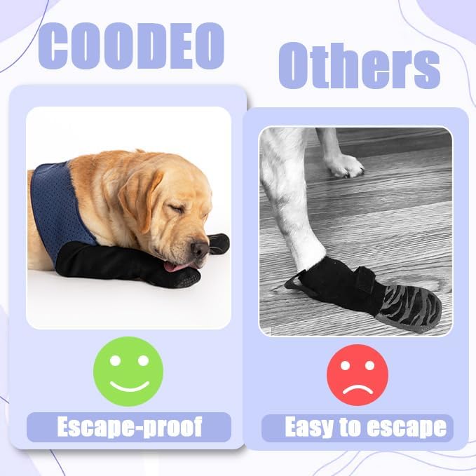 COODEO Dog Socks to Prevent Licking Paws, Dog Healing Bootss & Paw Protectors with Non-Slip Bottoms to Protect Wounds, Waterproof Sleeve Dog Shoes for Licking (Blue, XXL)