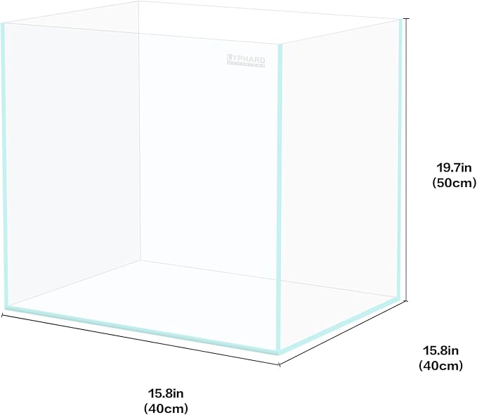 21 Gallon Rimless Aquarium Tall Tank, Ultra Clear Low Iron Big Fish Tank, L15.8×W15.8×H19.7 Glass Thickness 6mm with EVA Foam Leveling Mat
