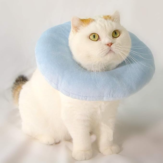 Adjustable Cat Recovery Collar Soft,Cute Pet E-Collar Neck Cone After Surgery Wound Healing Protective Cone Fit for Kitties, Small Dogs(ELC05-whale-m)