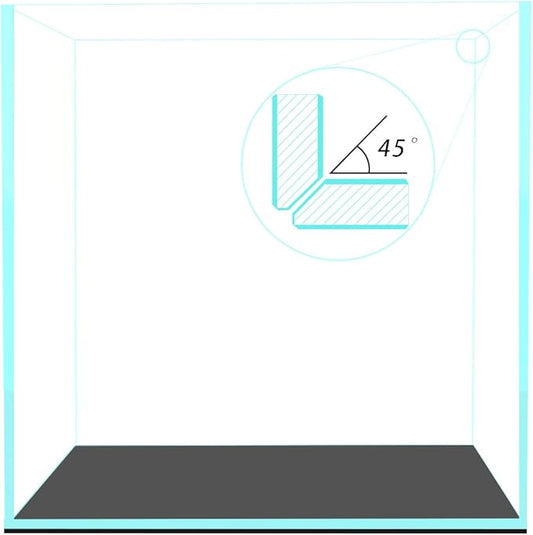 Fzone 7 Gal Rimless Low Iron Fish Tank Nova Clear Ultra-White 45° Mitered Edges Translucent Glass Anata Series Aquarium w/Black Foam Leveling Mat(S30C)